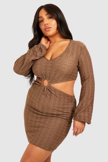 Plus Jersey Knitted O- Ring Beach Dress chocolate