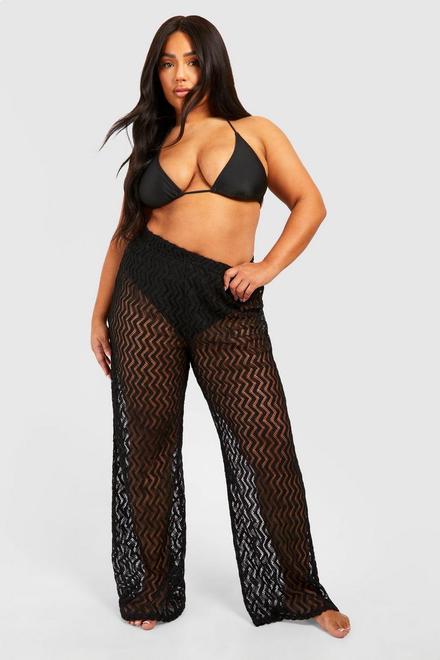 Black Plus Jersey Knitted Beach Pants image number 1