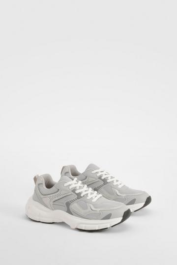 Grey Contrast Chunky Sporty Dad Trainers