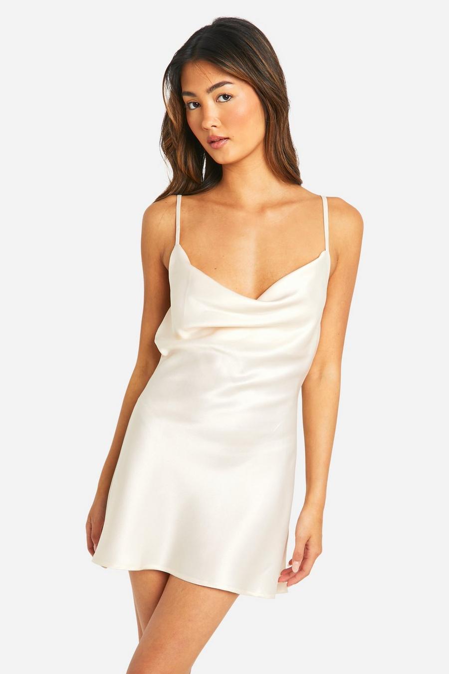 Braut-Nachtkleid mit Wasserfallausschnitt, Cream image number 1