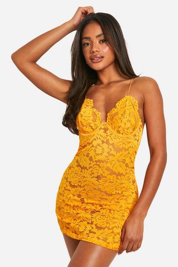 Lace Detail Underwire Babydoll orange