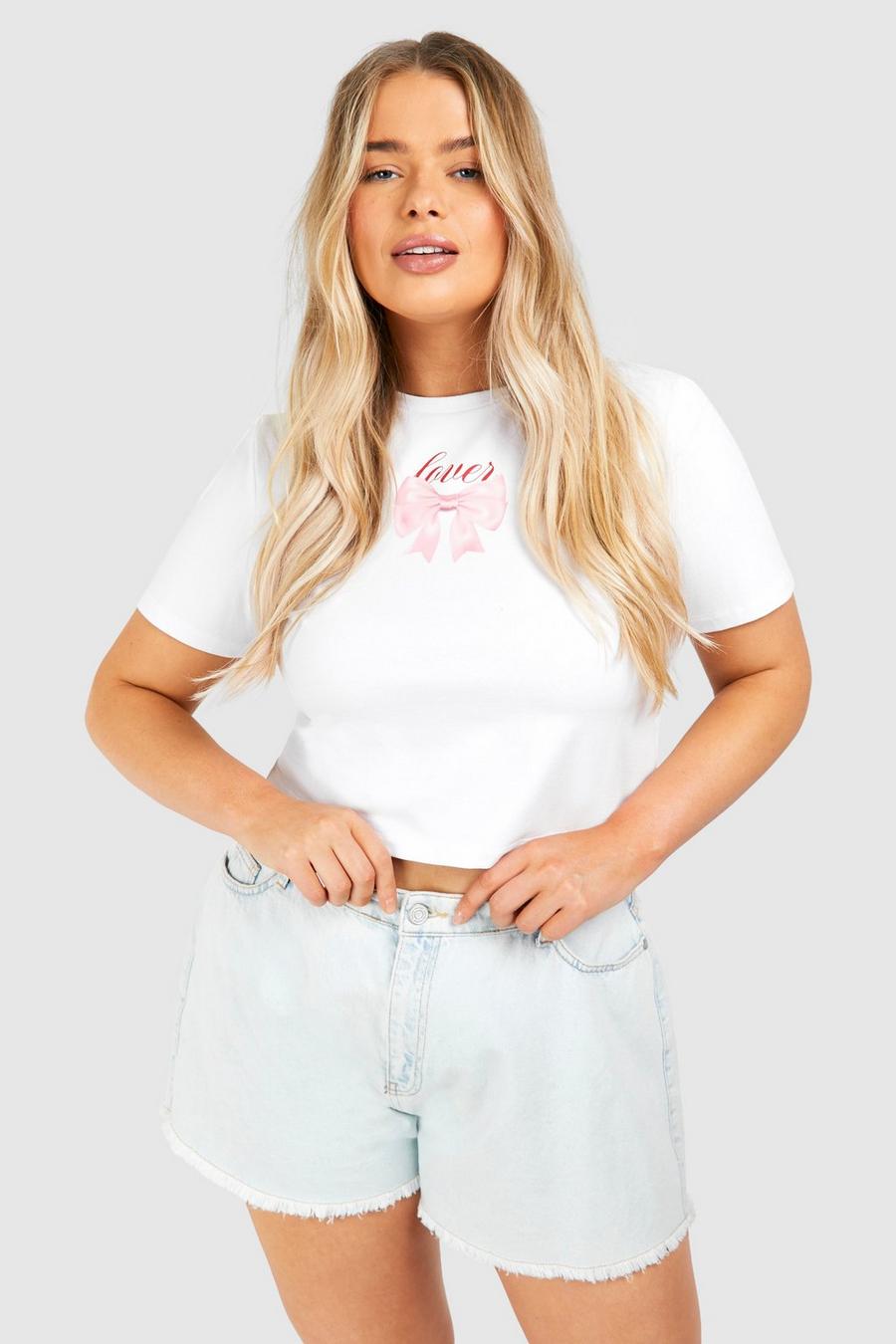 Camiseta Plus con lazo Lover Baby, White image number 1