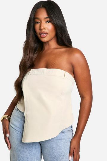 Plus Bandeau Asymmetric Hem Top ecru