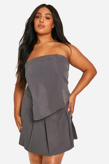 Plus Bandeau Asymmetric Hem Top charcoal