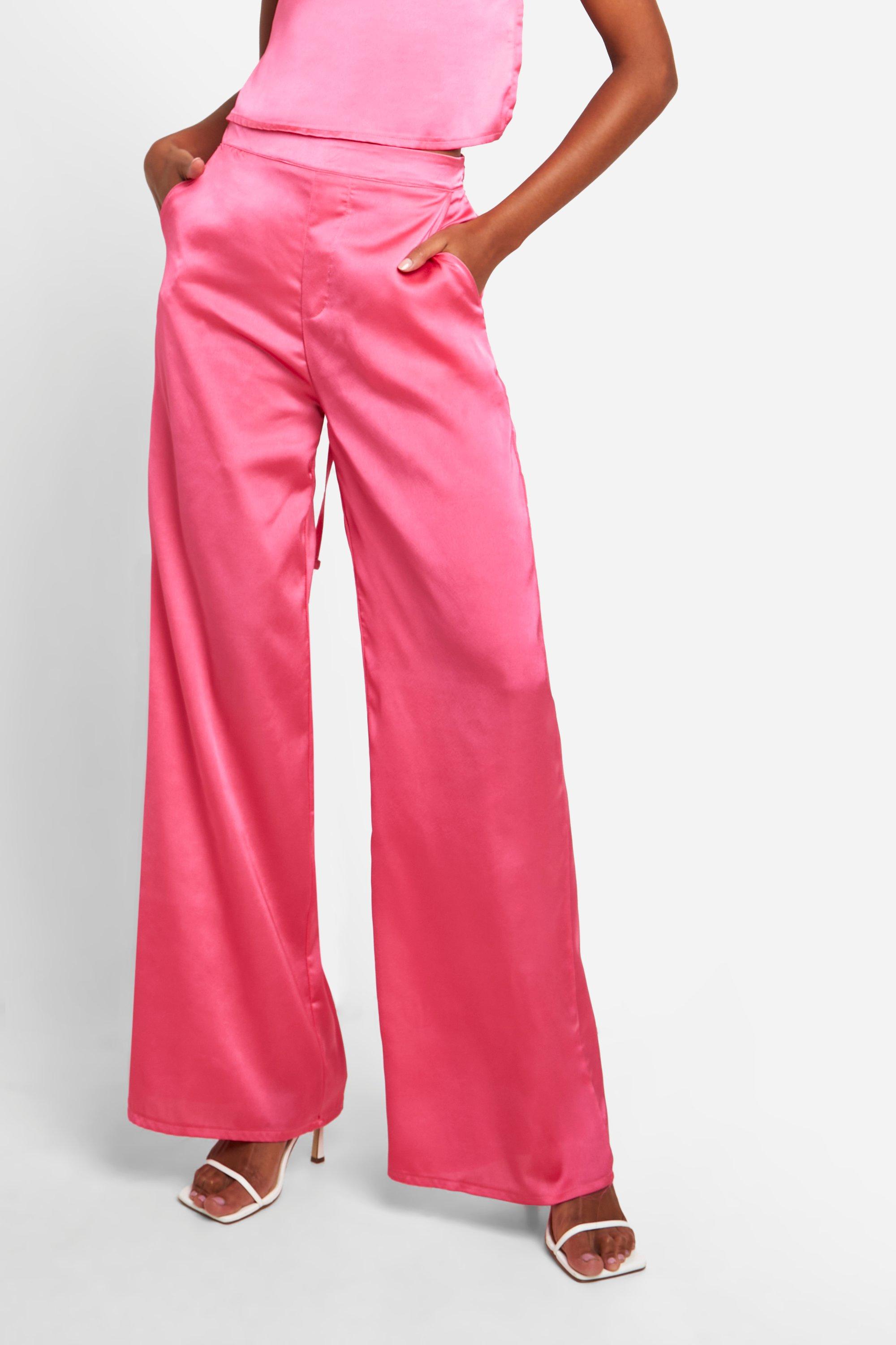 Tall Satin Wide Leg Trousers boohoo