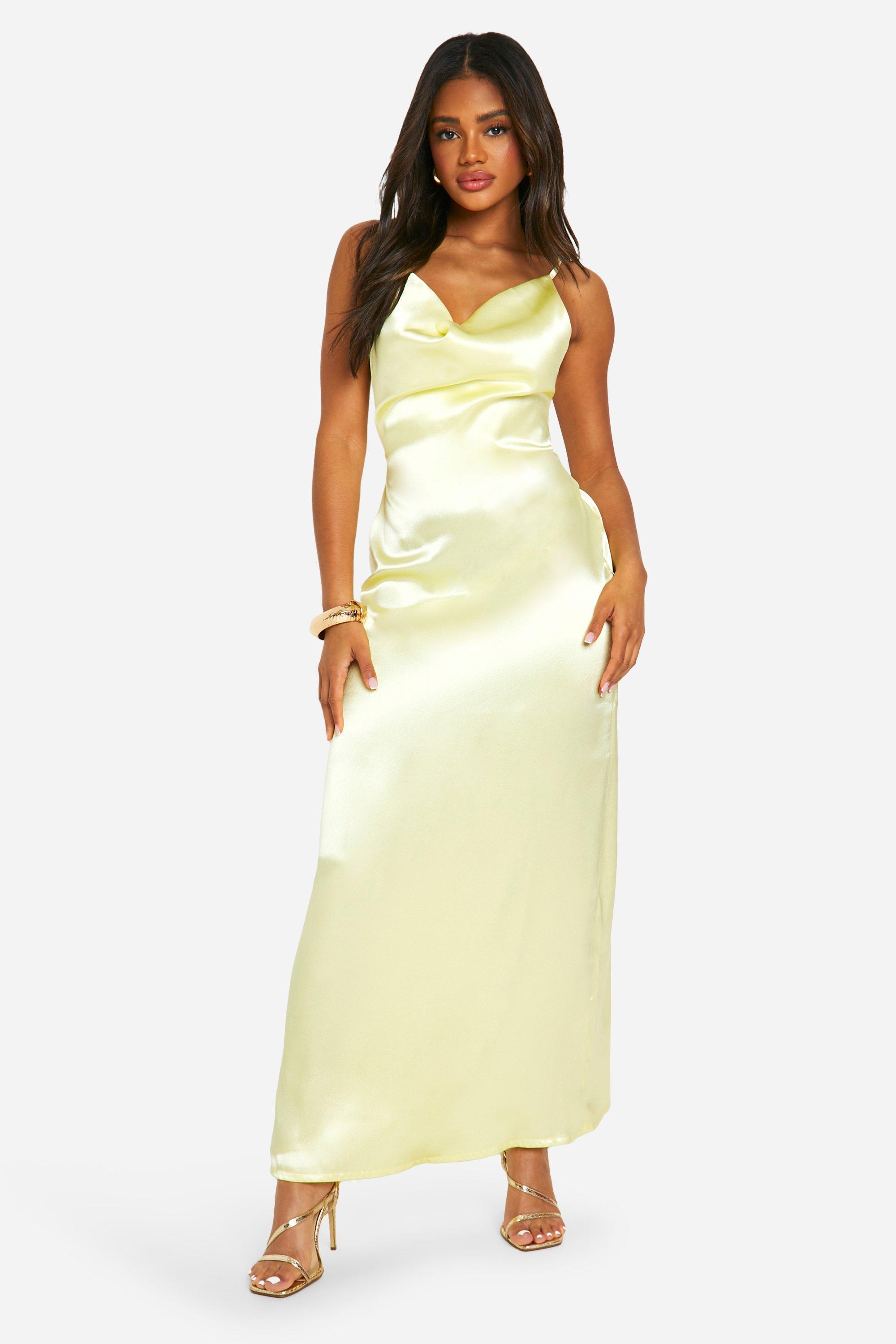 Cowl Neck Satin Slip Maxi Dress | boohoo USA