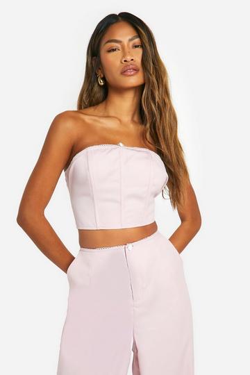 Geweven Bandeau Top Met Bloemen pink