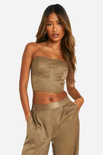 Structured Cropped Bandeau mocha