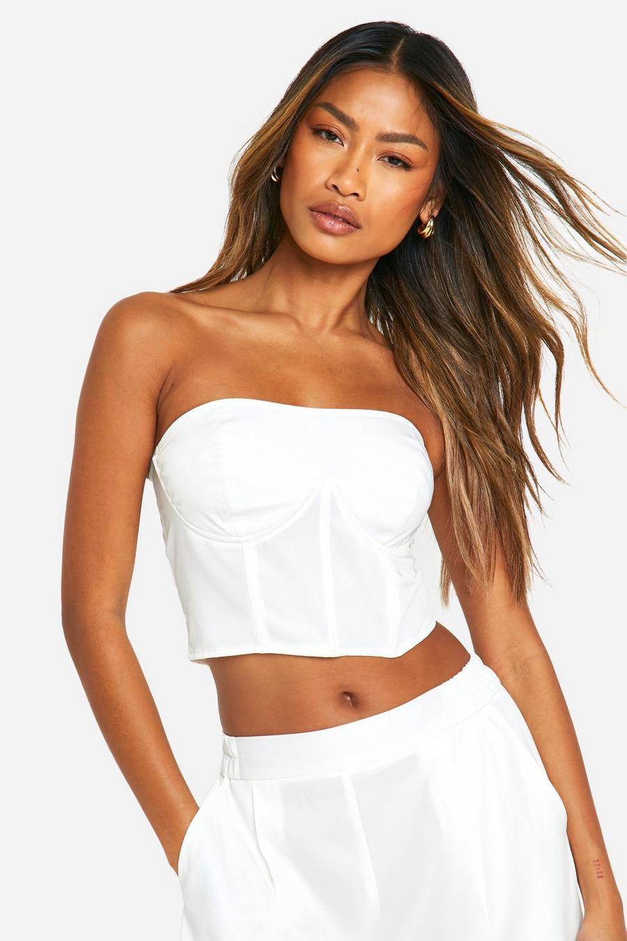 White Structured Cropped Bandeau