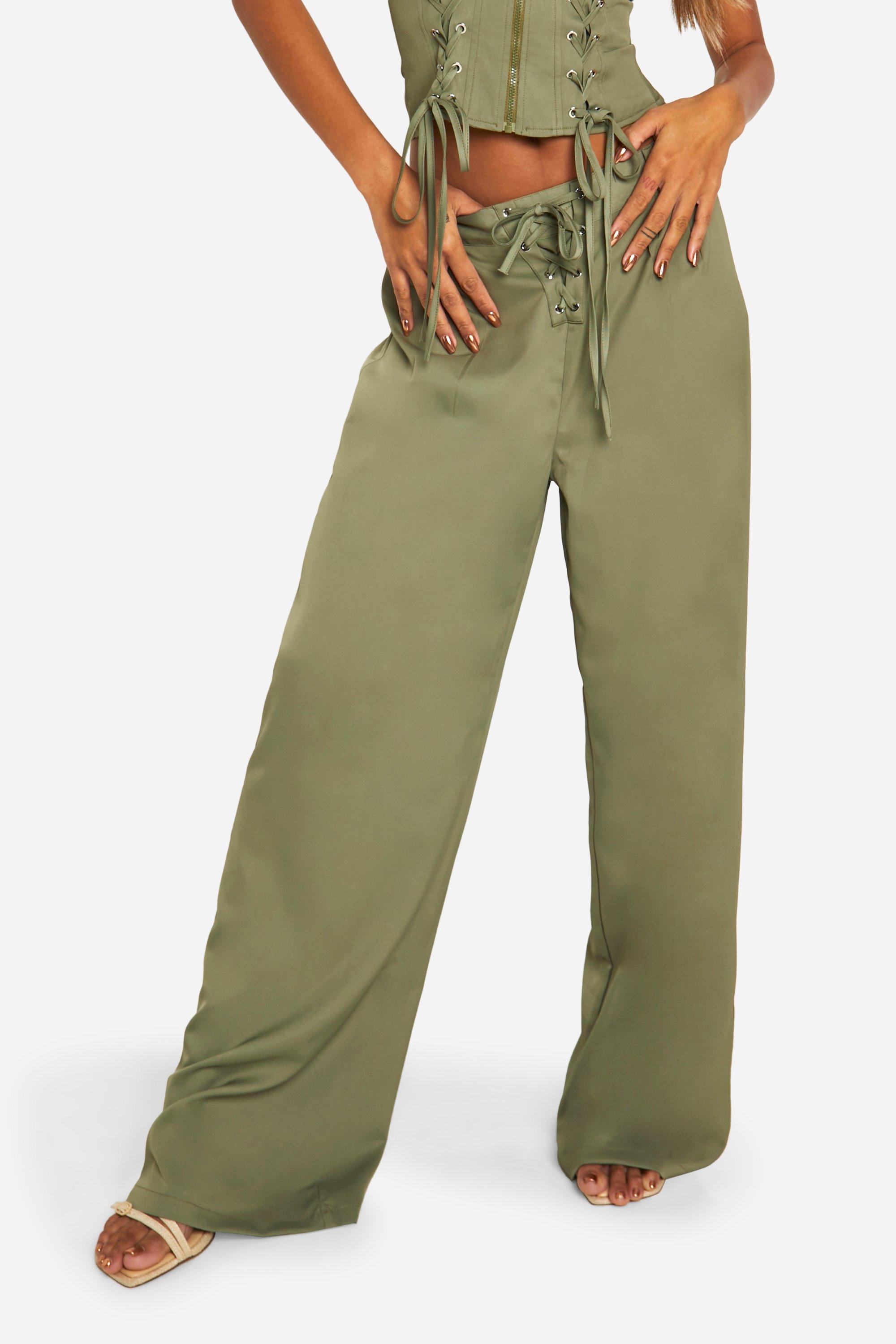 Lace Up Detail Trouser boohoo NZ