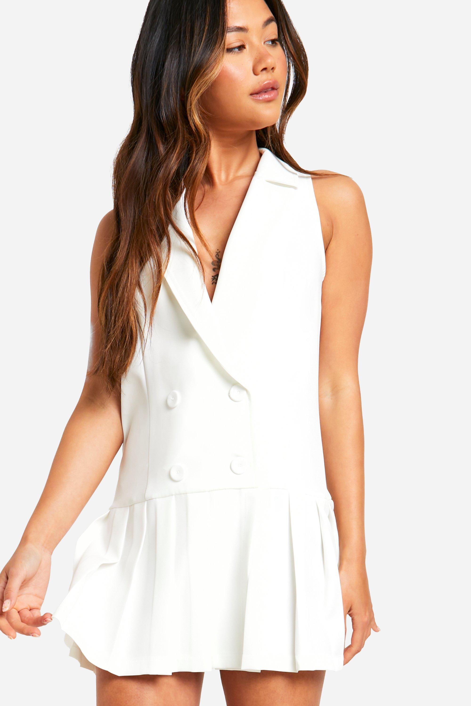 Pleated dip hem dress best sale