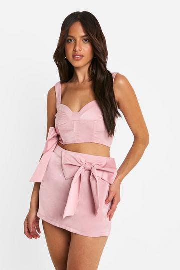 Pink Bow Detail Mini Skirt