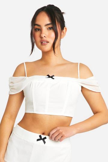 Bow Detail Off Shoulder Top white
