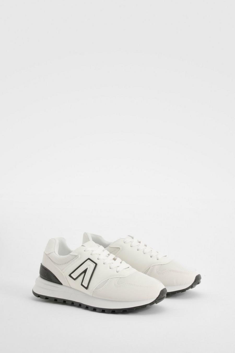 White Chunky Contrast Sneakers image number 1