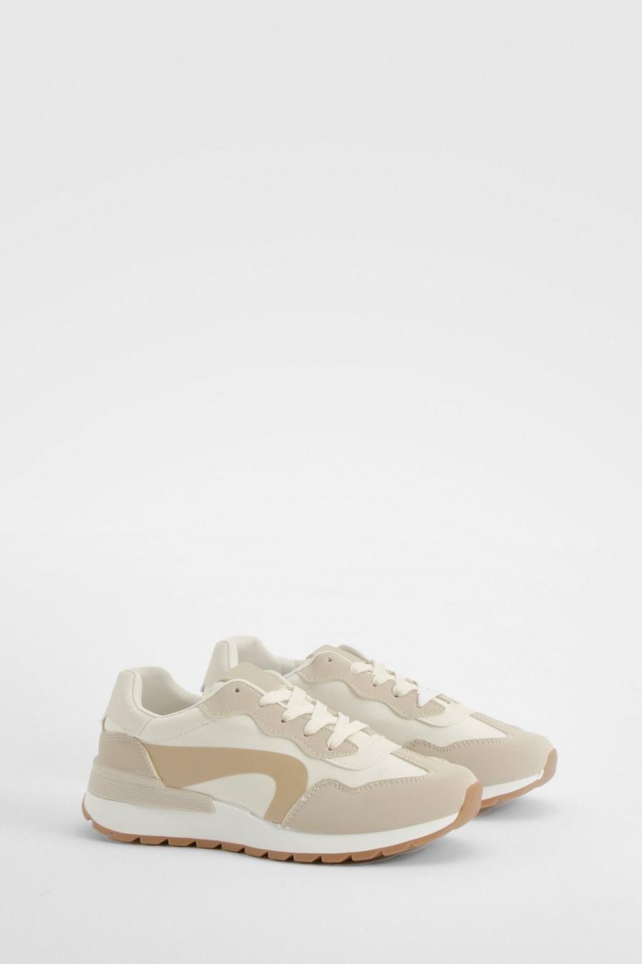 Beige Chunky Panel Detail Trainers image number 1