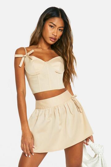 Bow Detail Strappy Corset sand