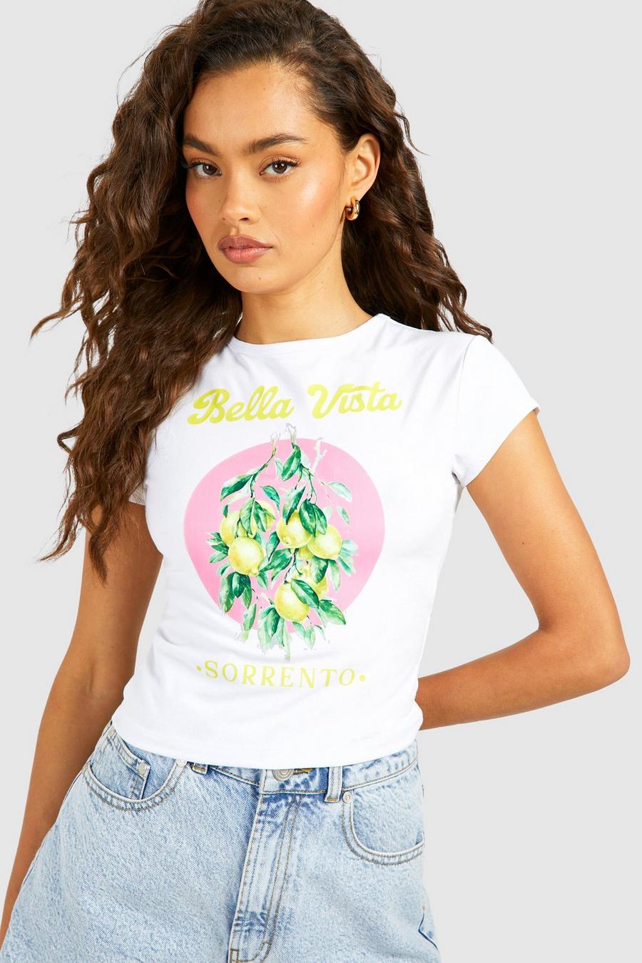Baby T-Shirt mit kurzen Ärmeln und Zitronen-Print, White image number 1