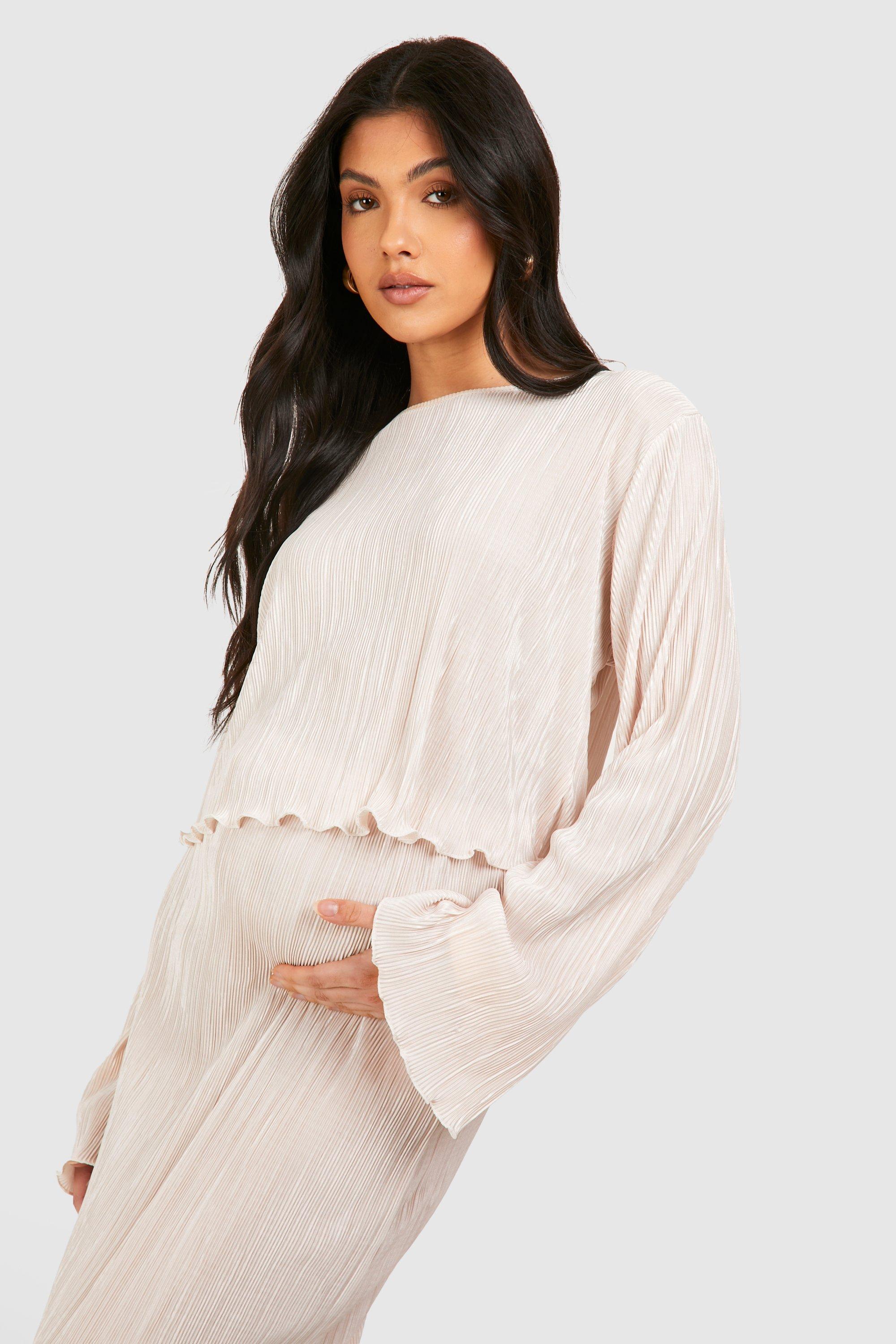 Top Premaman plissettato con maniche svasate gonna longuette coordinata boohoo IT