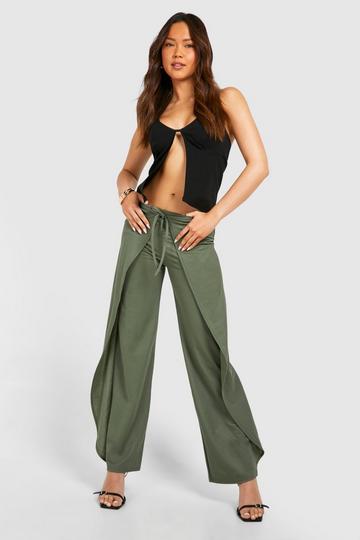 Tie Front Wrap Detail Pants khaki