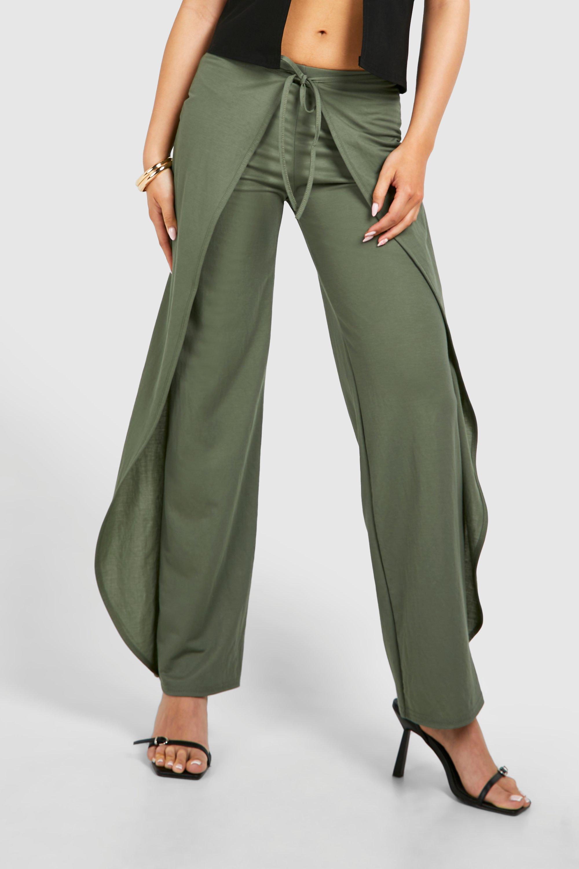 Tie Front Wrap Detail Trouser | boohoo