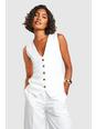 White Tall Woven Tailored Vest