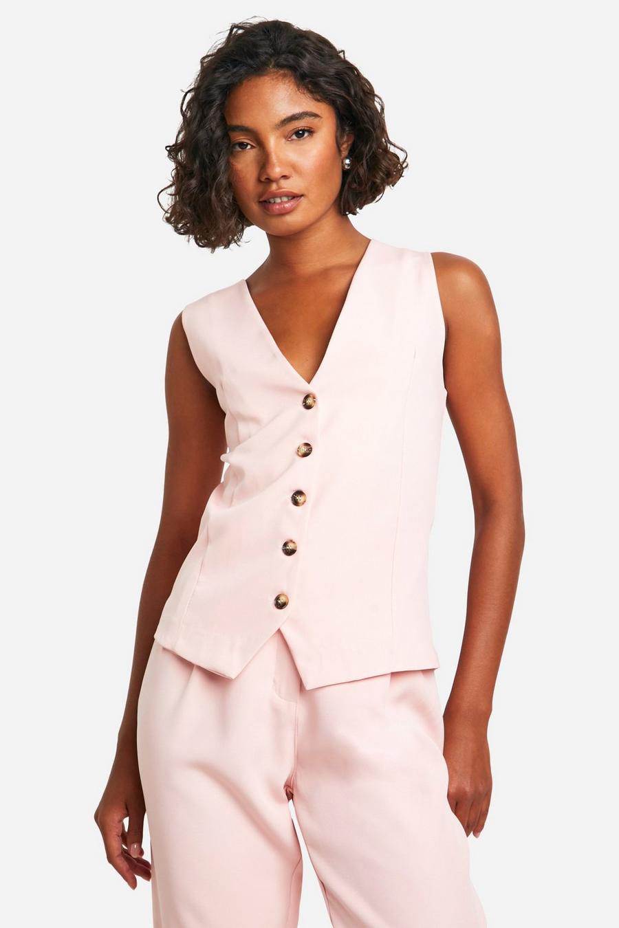 Baby pink Tall Woven Tailored Vest image number 1