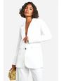 White Tall Woven Tailored Oversized Blazer