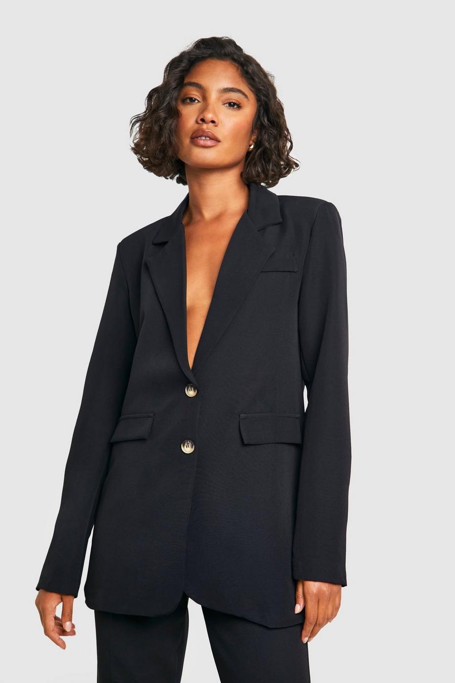 Black Tall Woven Tailored Oversized Blazer image number 1