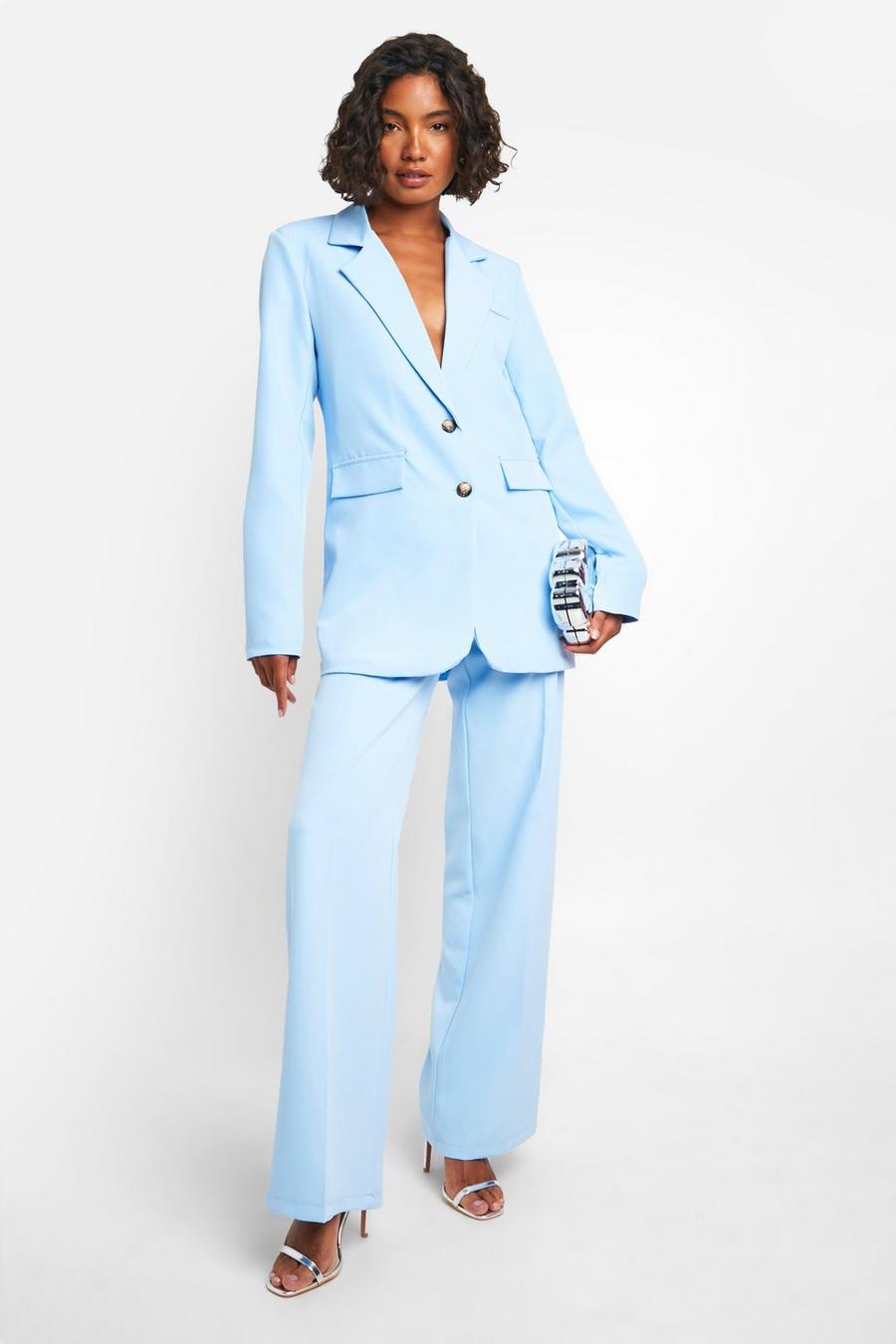Baby blue Tall Woven Tailored Wide Leg Trousers 