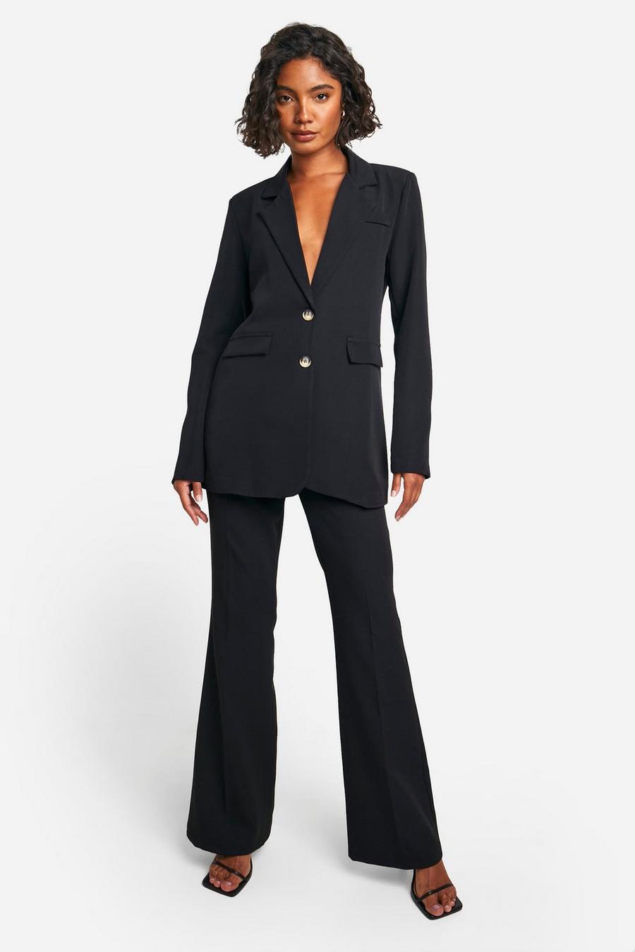 Black Tall Woven Tailored Fit And Flare Pants image number 1