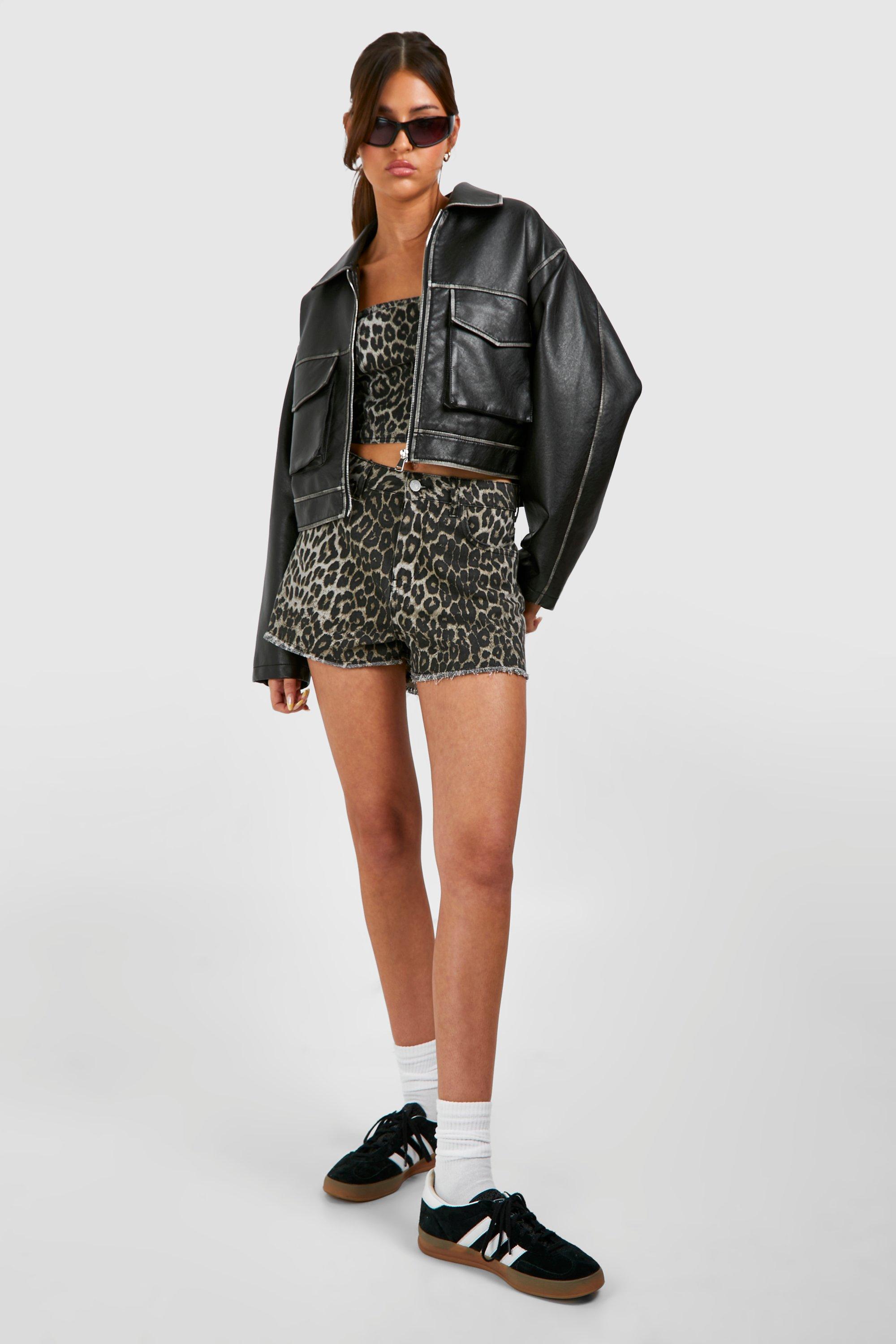 Leopard Distressed Shorts