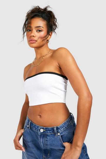 White Premium Contrast Rib Bandeau