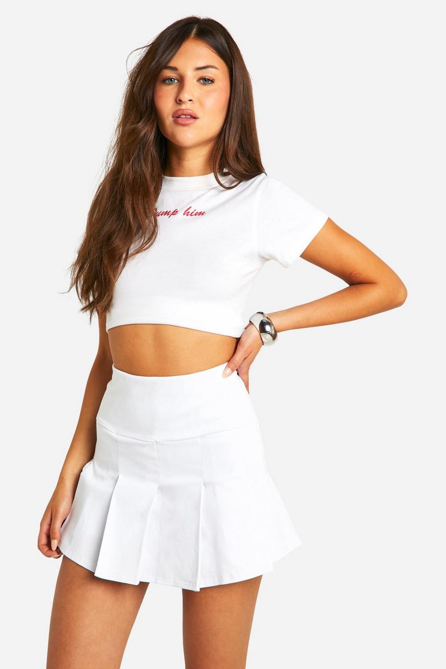 Falda pantalón plisada de tenis, White