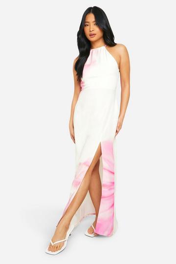 Petite Printed Back Detail Satin Maxi Dress floral