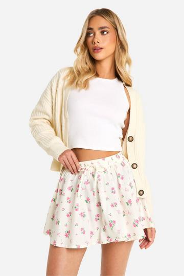 Prairie Floral Printed Mini Skirt white