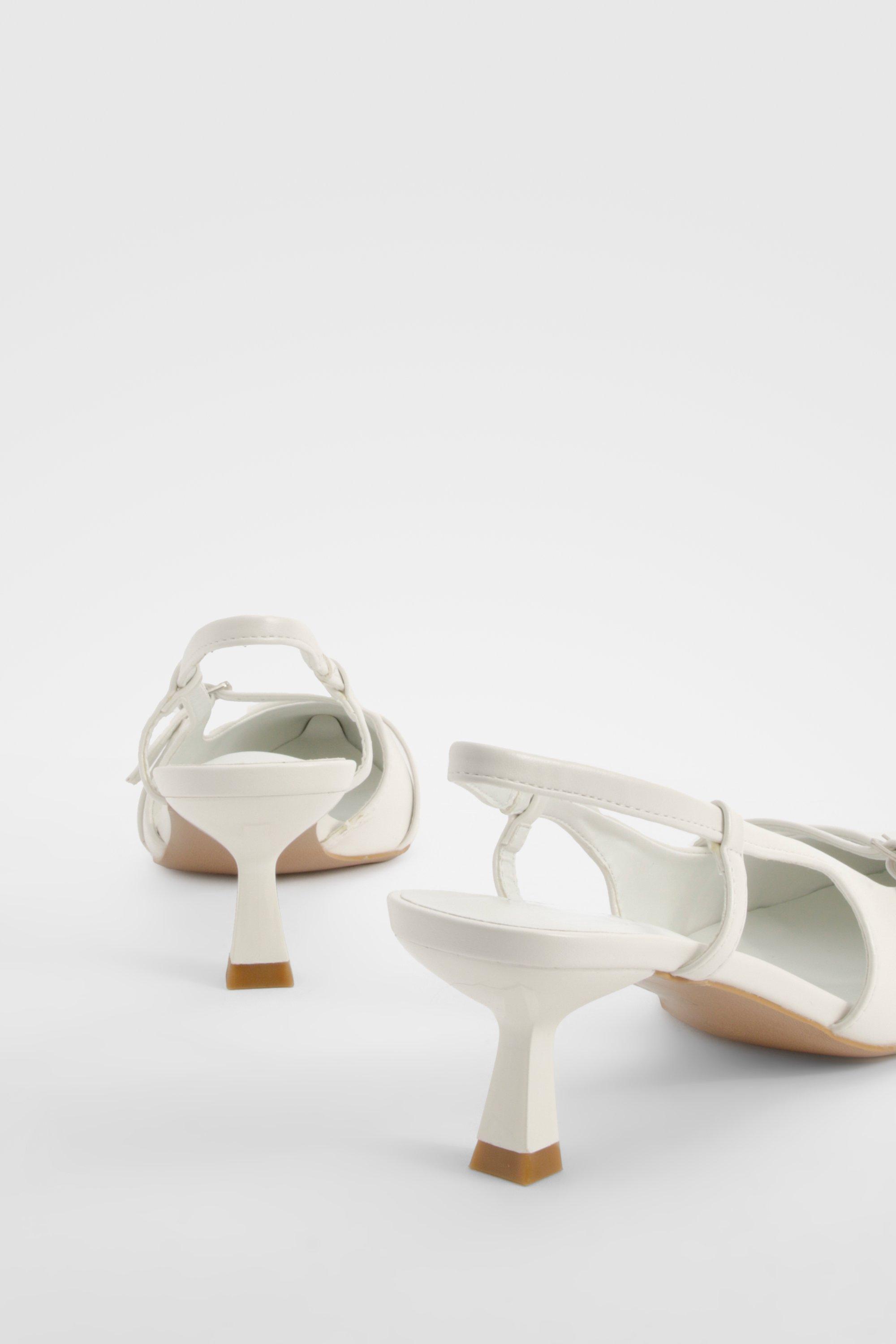 Buckle Detail Slingback Kitten Court Heels boohoo CA
