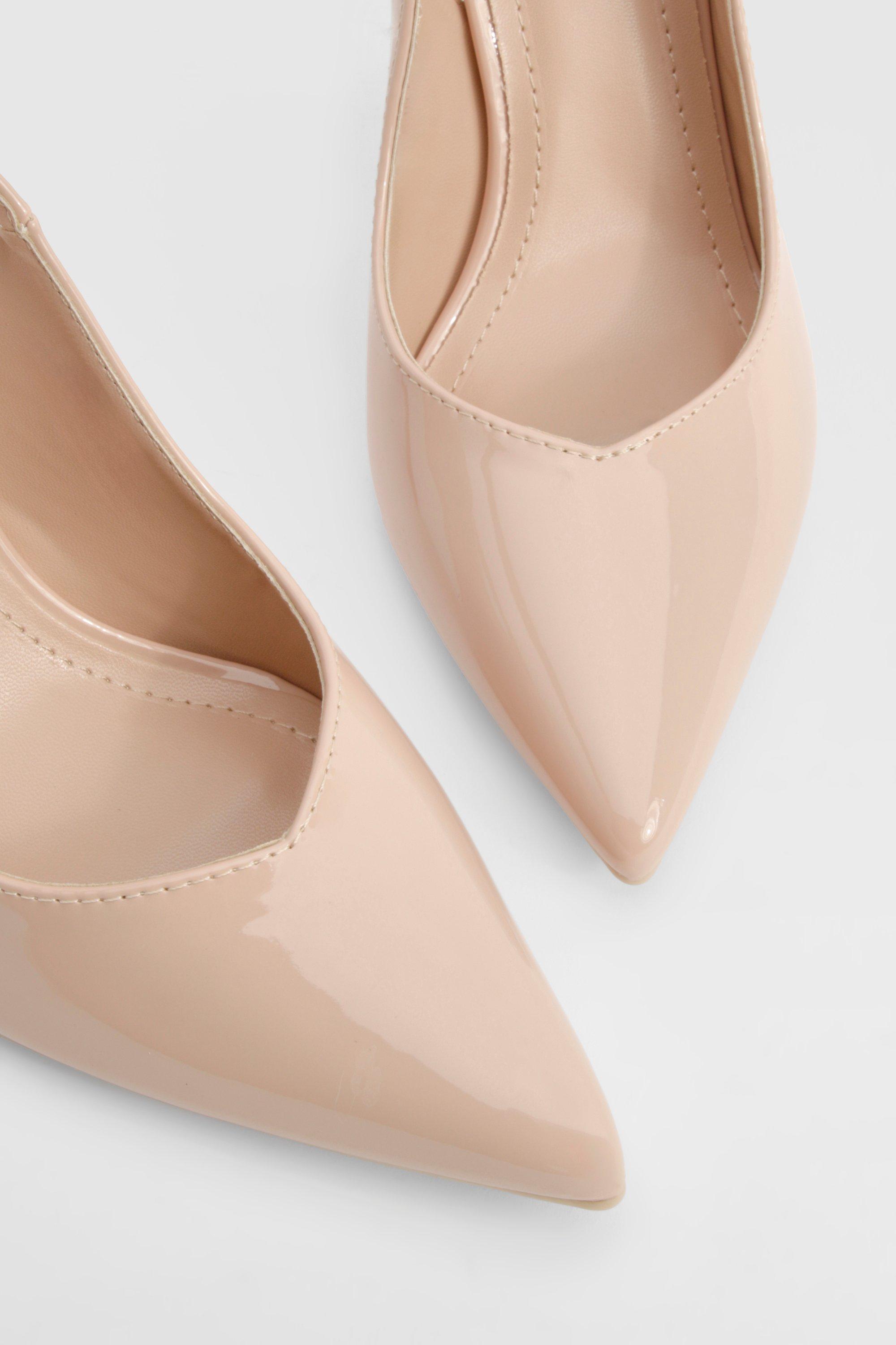 Nude patent cheap pointed heels