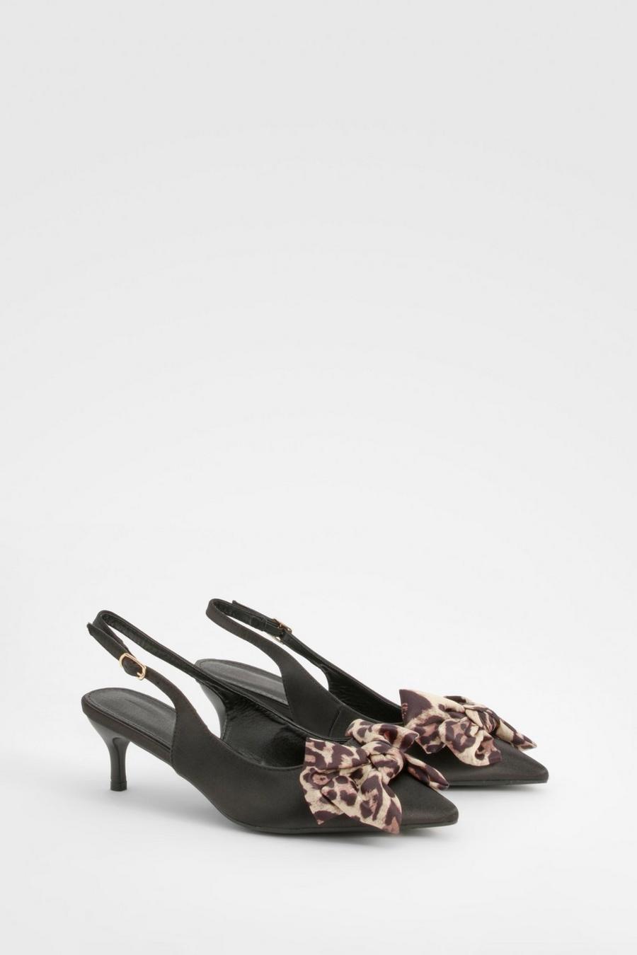 Chaussures avec nœud léopard, Black image number 1