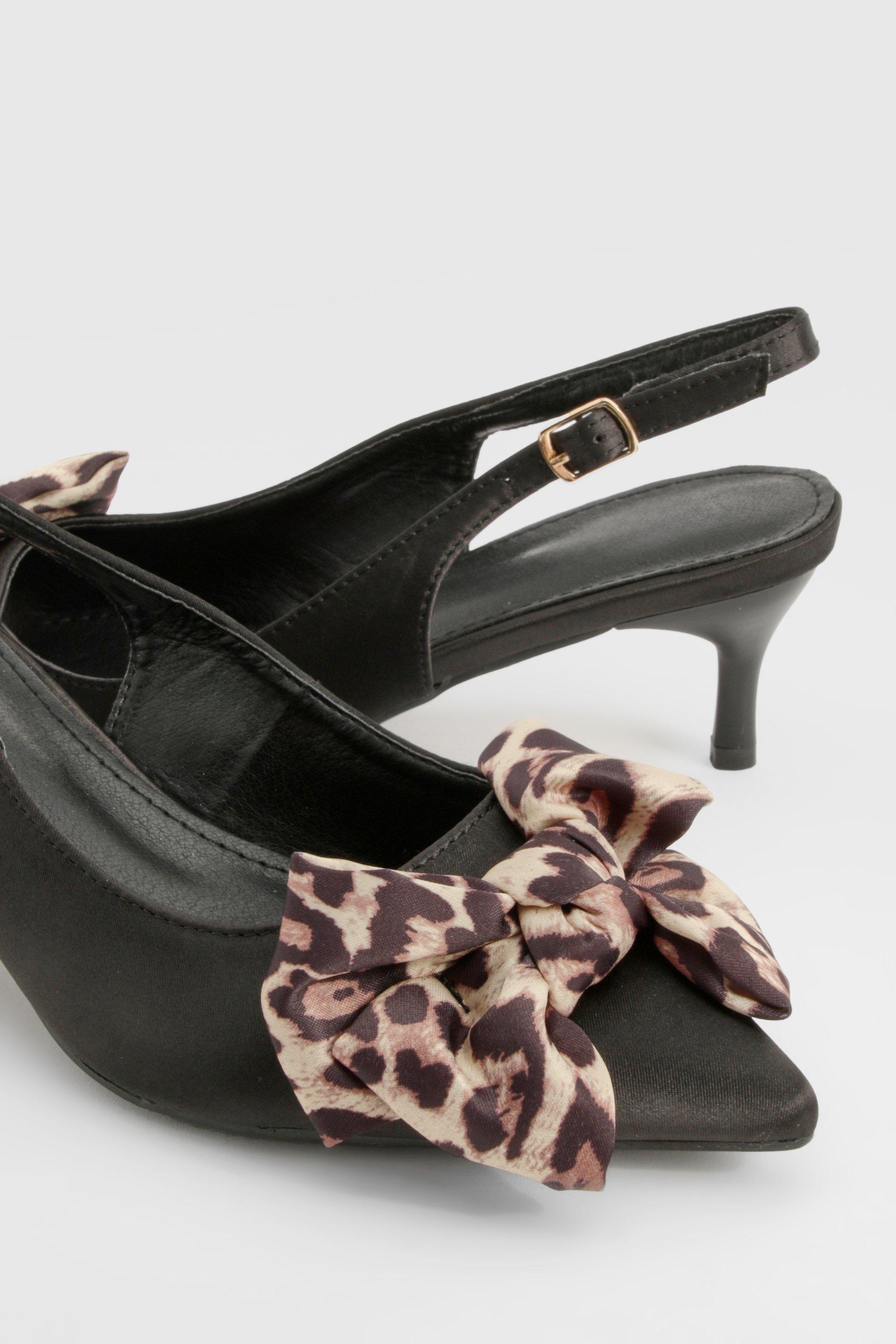 45mm Virgule Bow Leopard Slingbacks