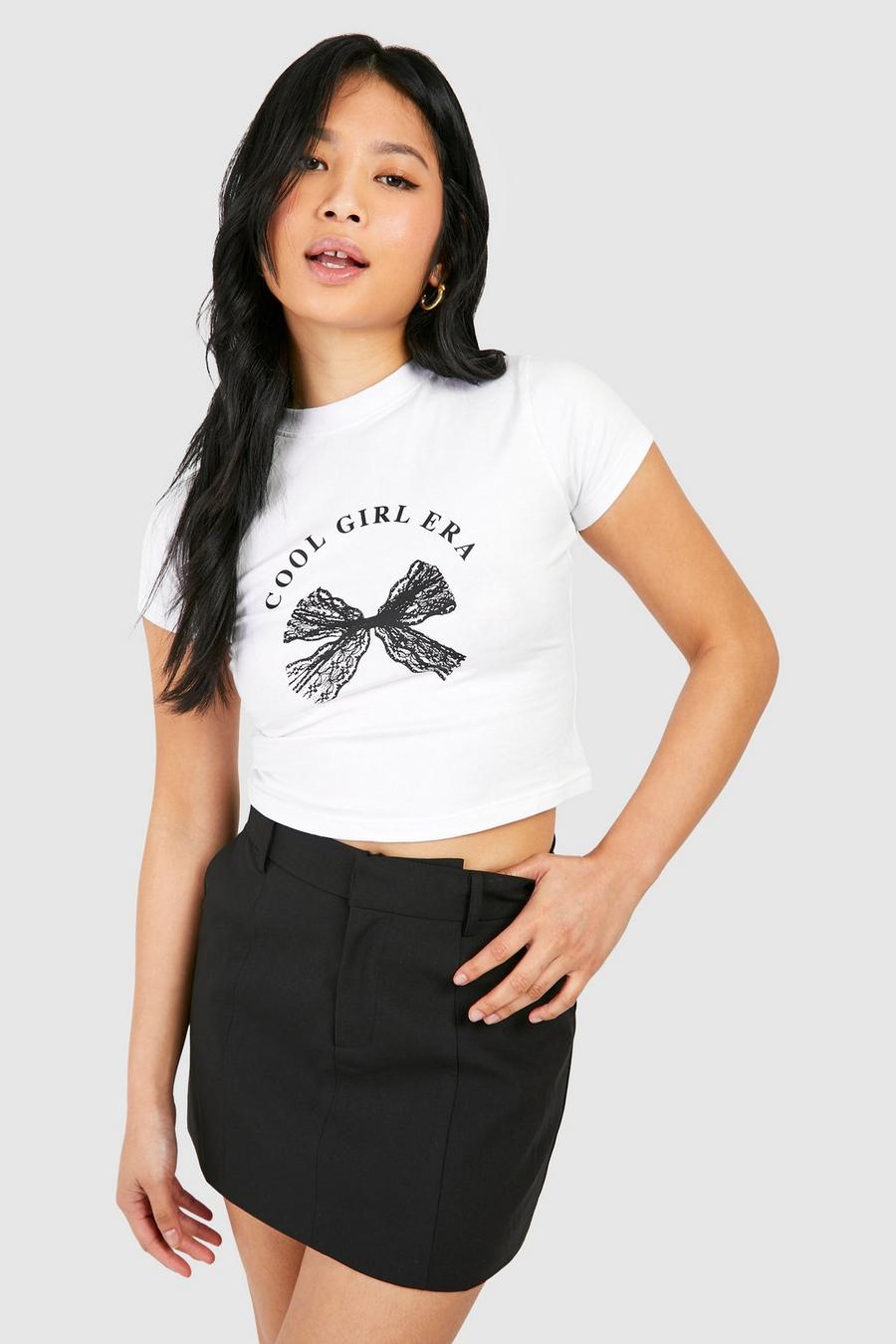 Petite - T-shirt court à slogan Cool Girl Era, White