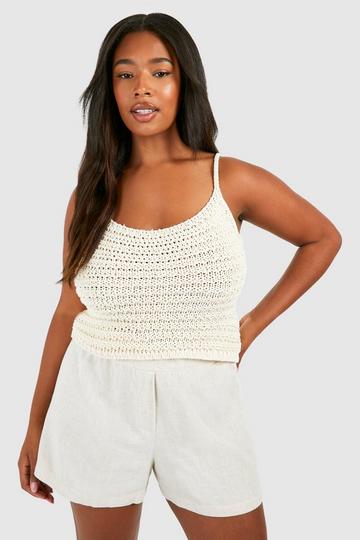 Plus Strappy Knitted Top cream