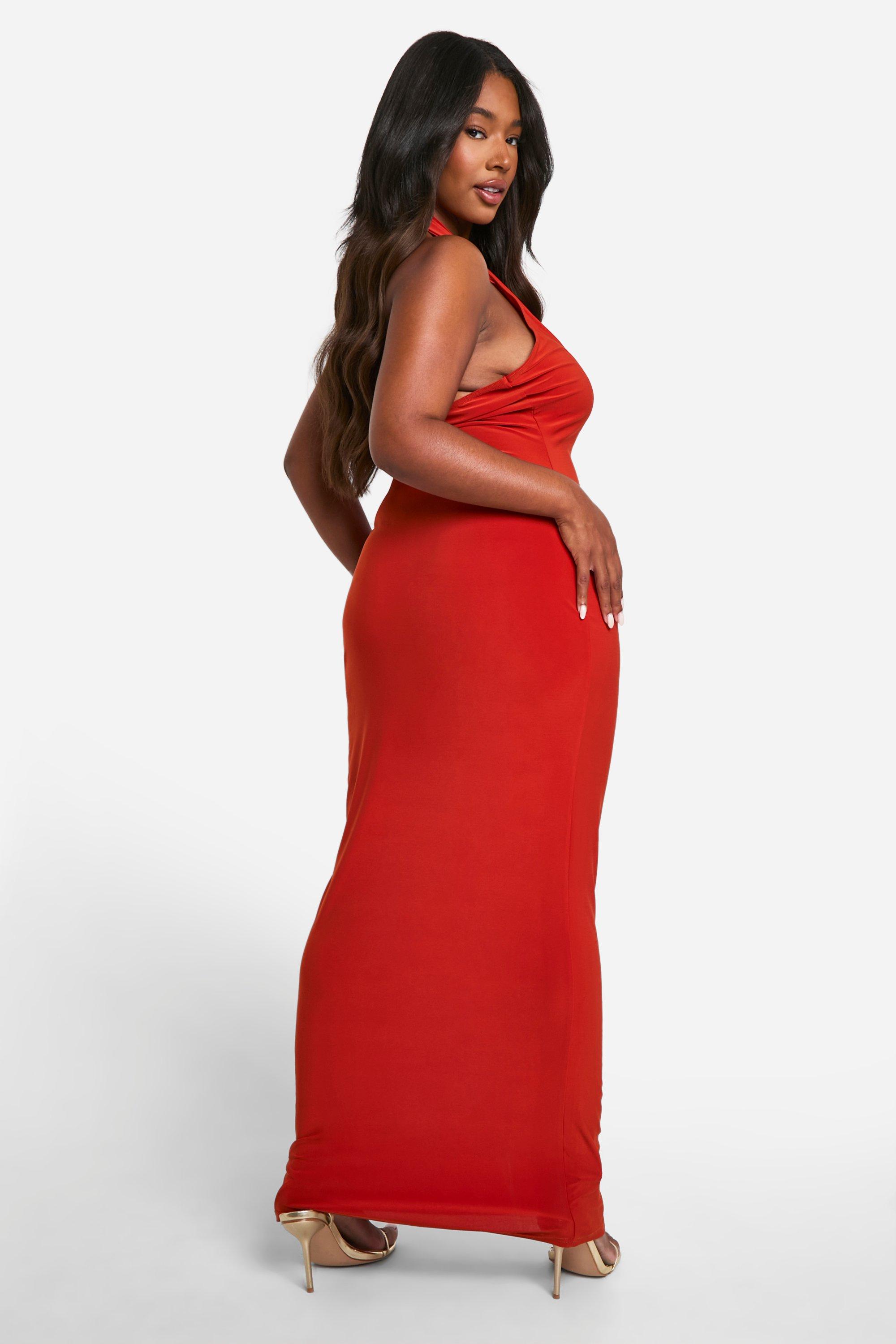 Rust cowl neck dress sales