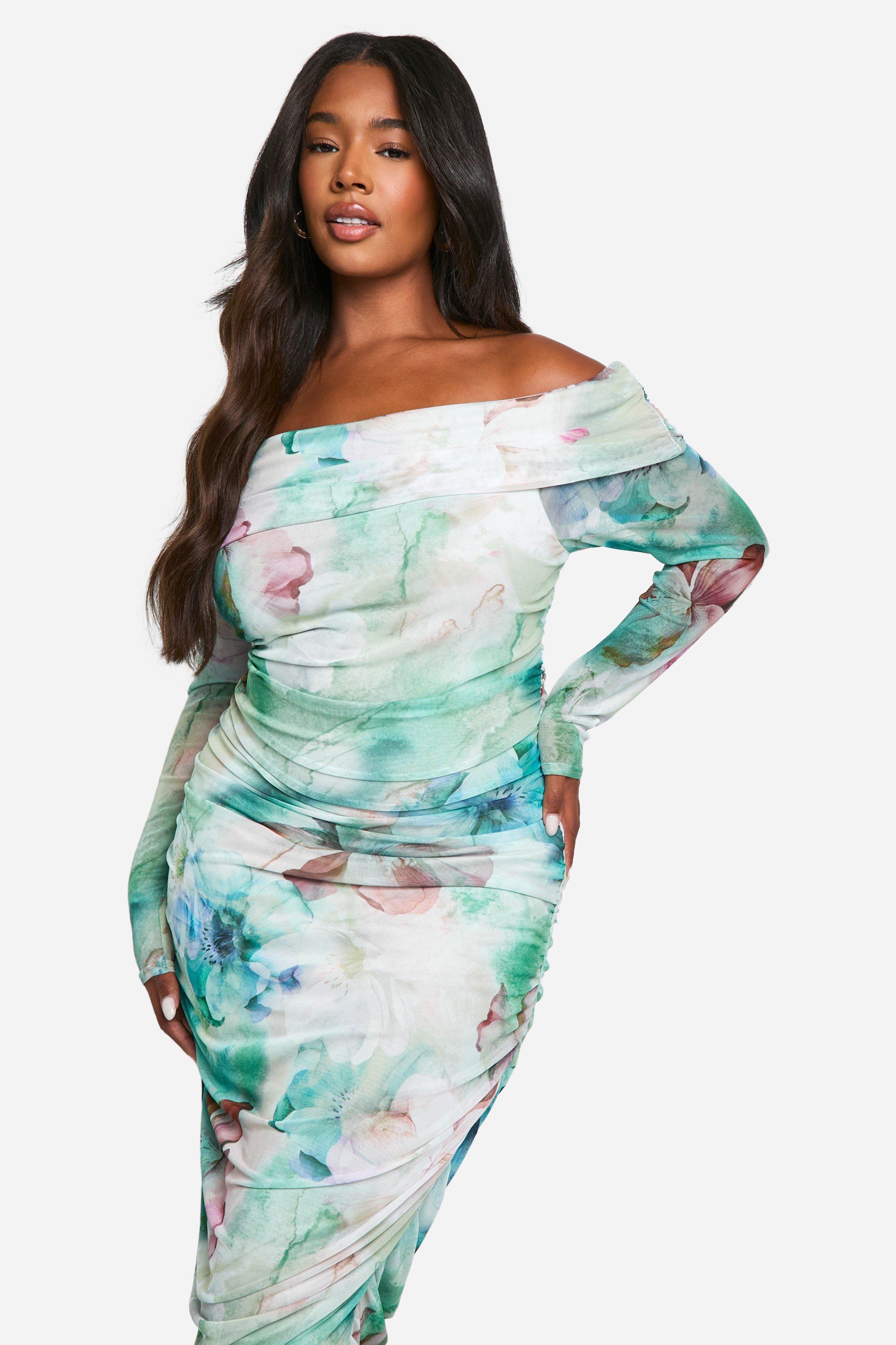 Cold Shoulder Print Midi Off Shoulder High waist Bodycon Dresses Cold Shoulder Print Midi Off Shoulder High waist Bodycon Dresses