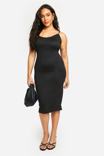 Plus Super Soft Cross Back Midi Dress black