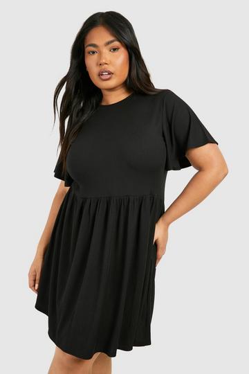 Plus Basic Rib Smock Dress black