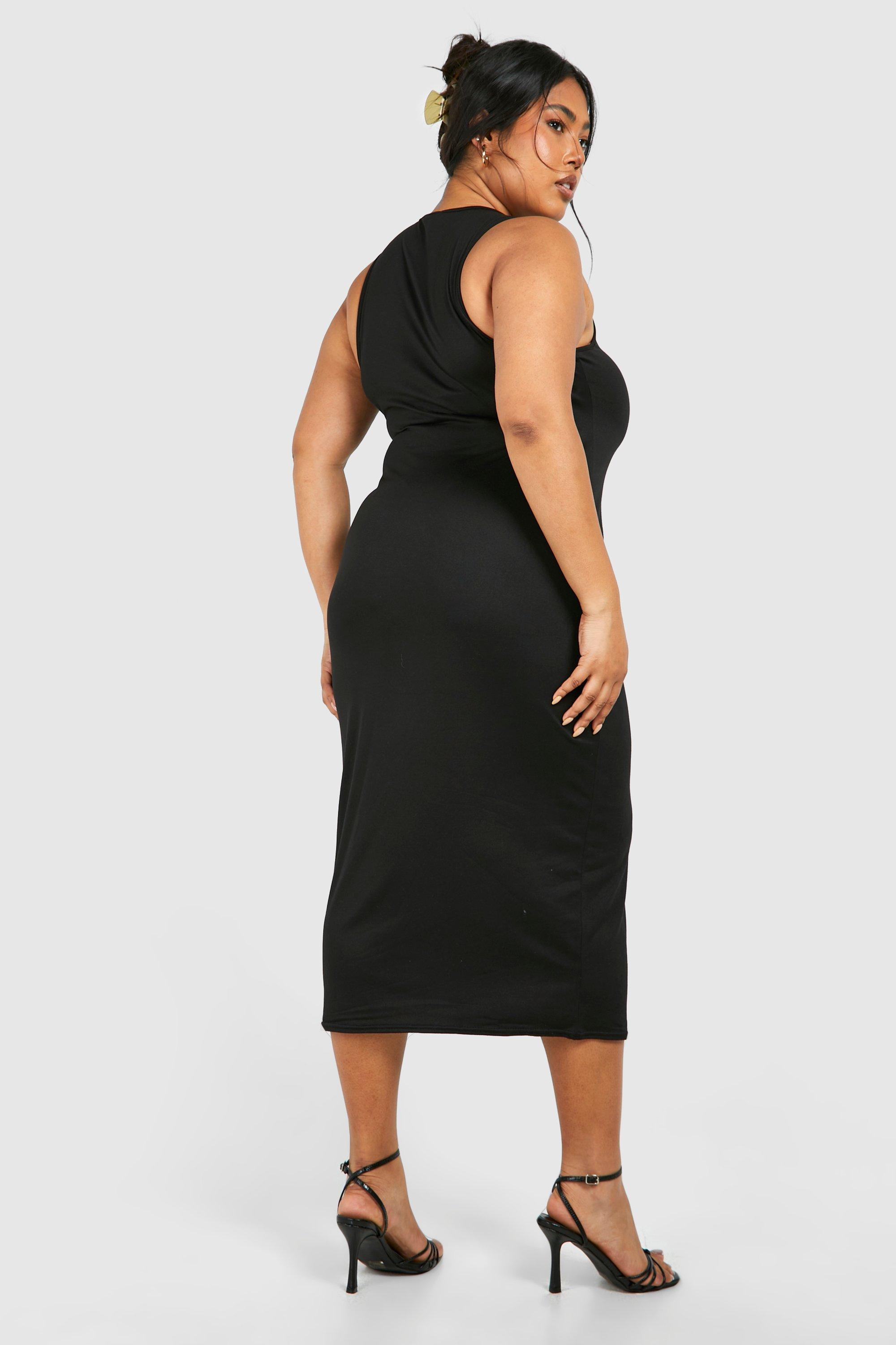 Plus Super Soft Racer Neck Midi Dress boohoo