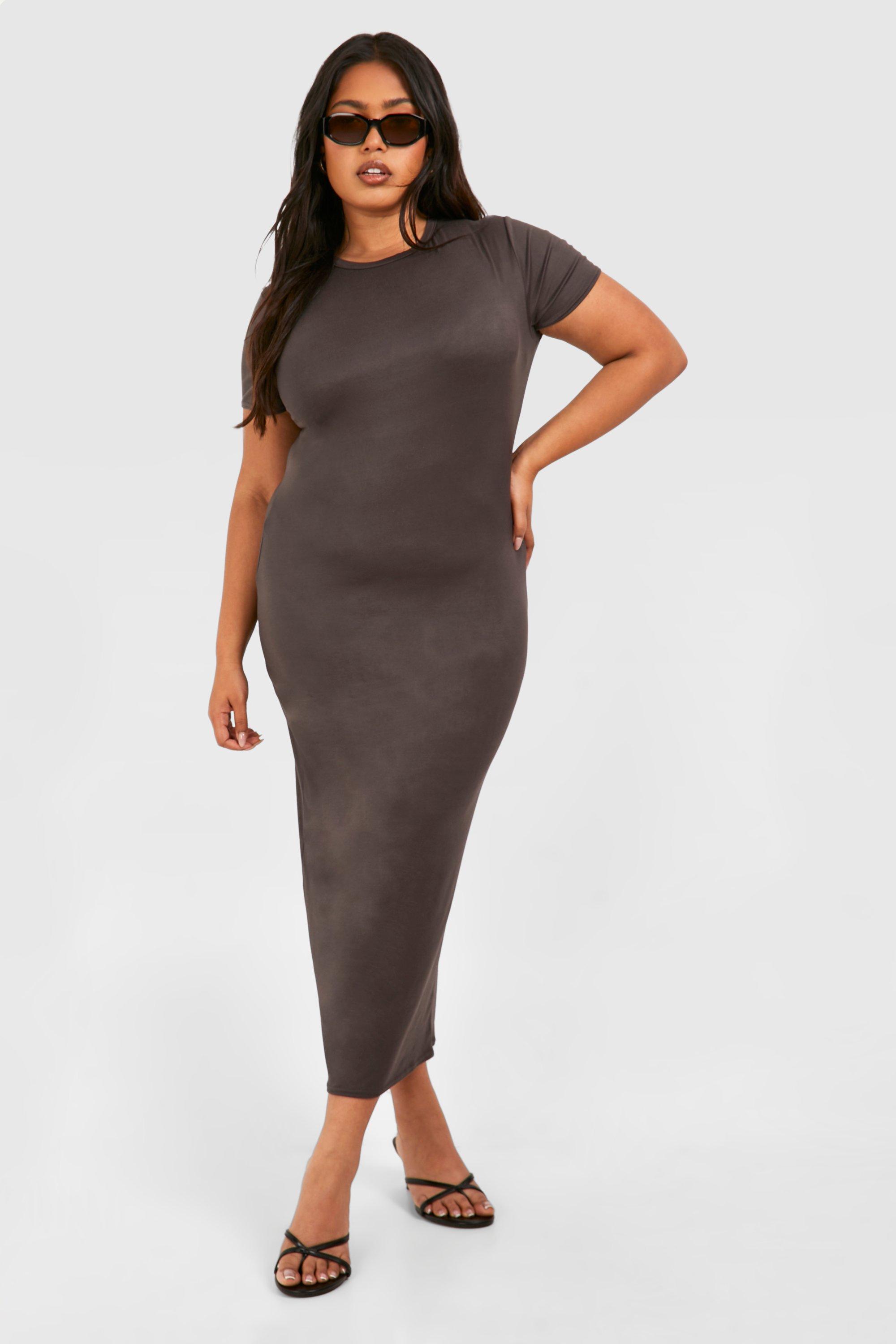 Grande taille Robe t shirt mi longue a manches courtes