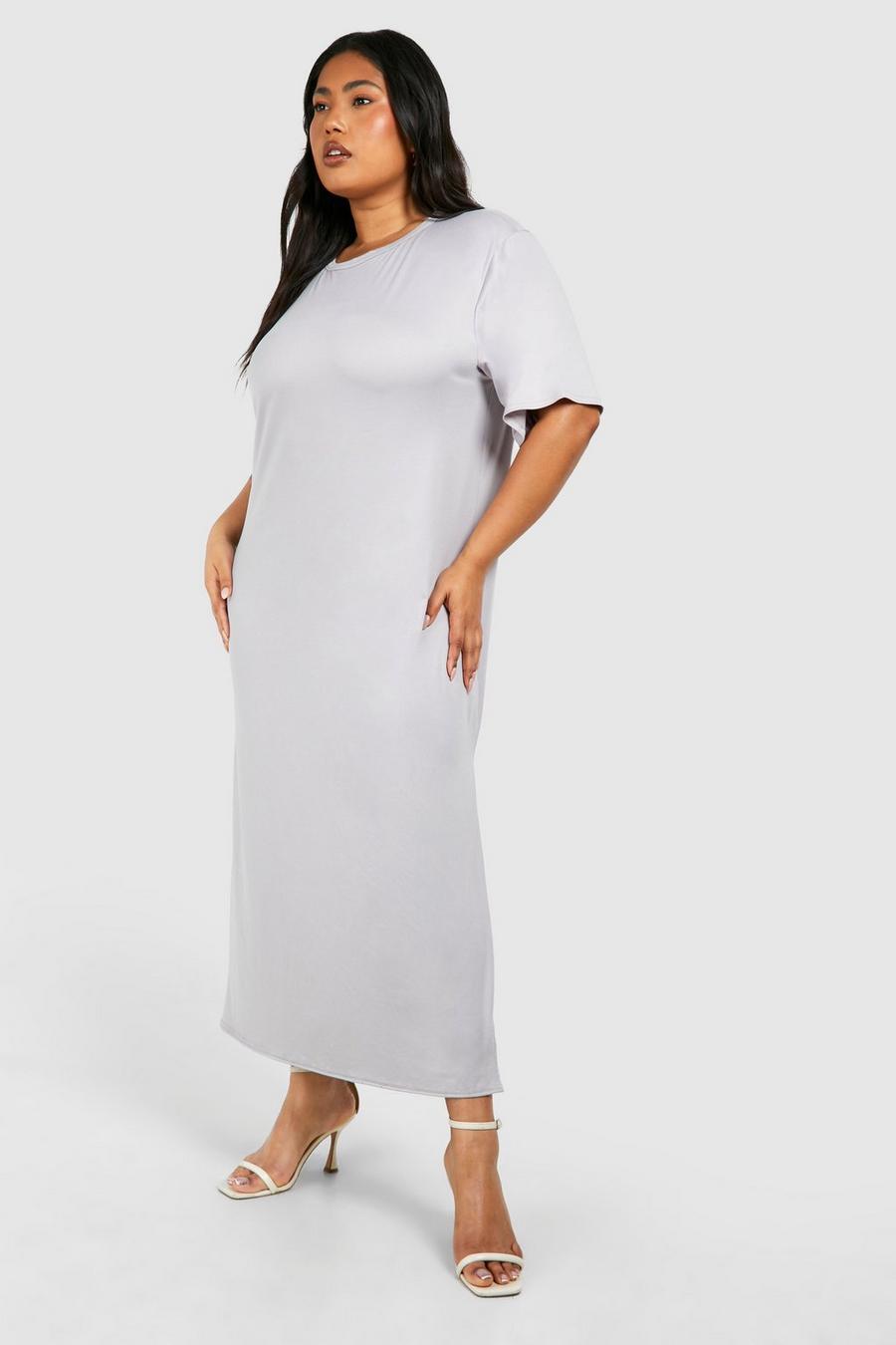 Grey marl Plus Super Soft Split Midaxi T-shirt Bolongaro Dress