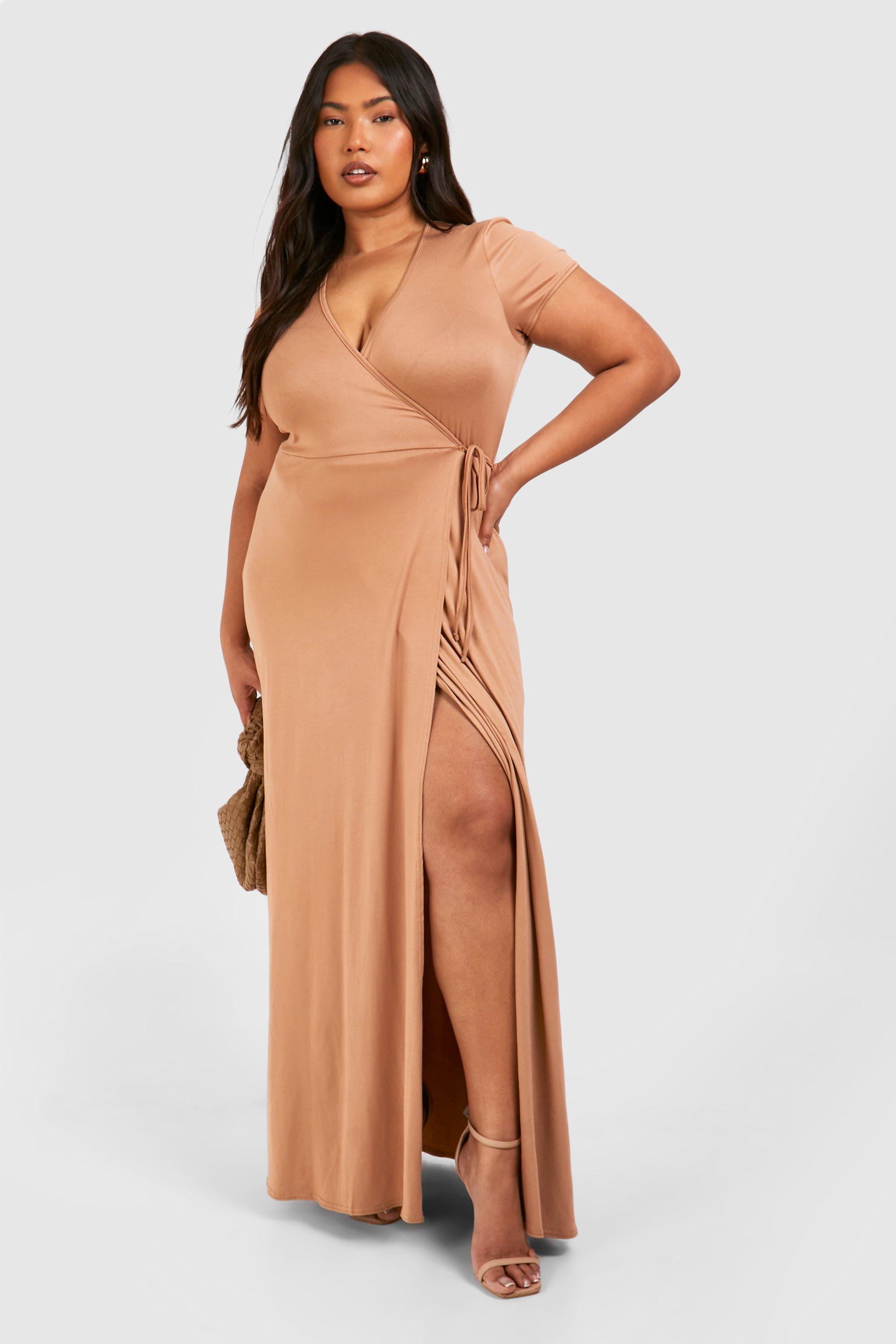 Plus Super Soft Wrap Front Maxi Dress | boohoo USA