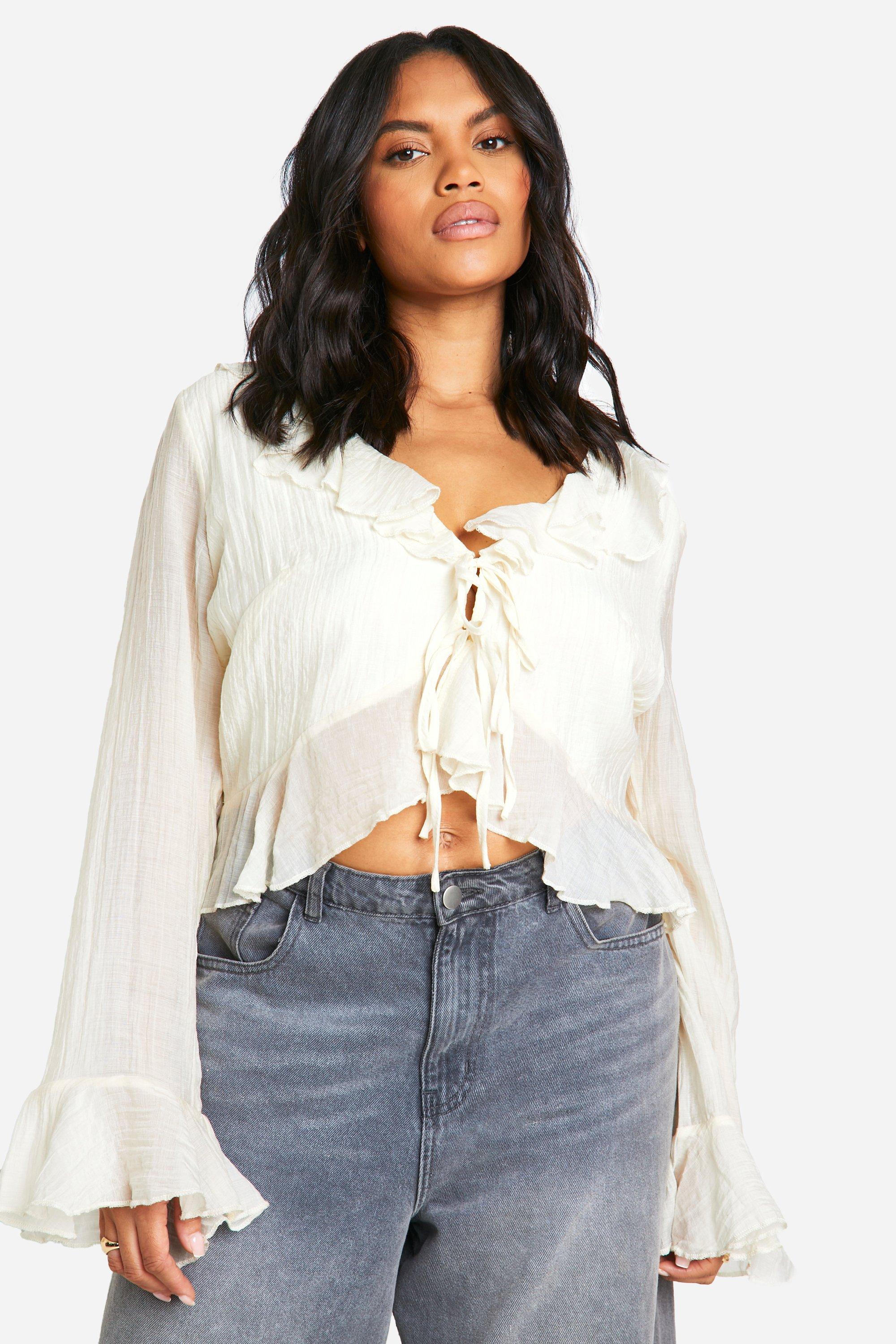 Blouse with front ruffles online